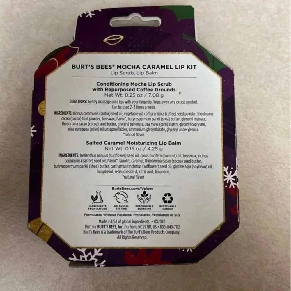 2x Burt's Bees Mocha Caramel Lip Chapstick/Scrub Kit‎